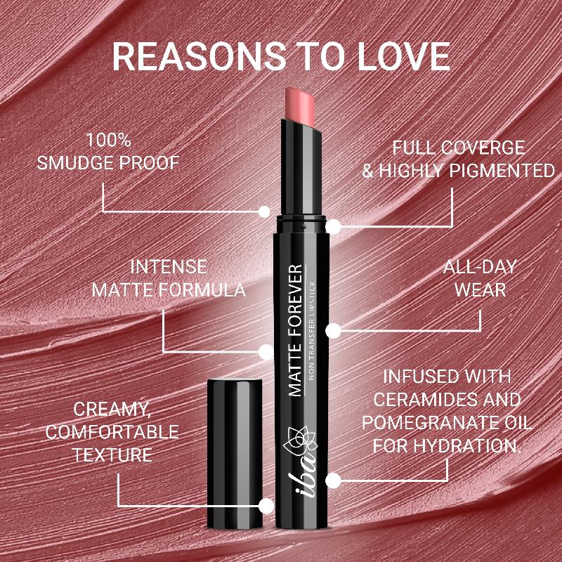 Iba Matte Forever Non Transfer Lipstick- 01 Fairytale, 2 g