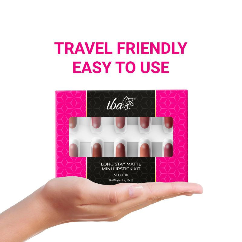 Iba Long Stay Matte Mini Lipstick Kit (Pack of 10), 12 g