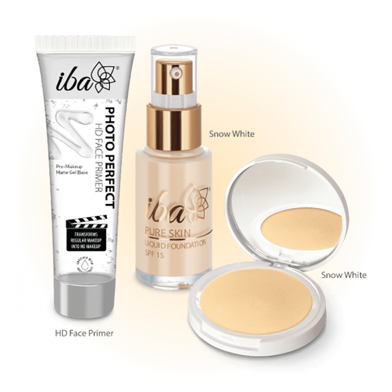 Iba Perfect Base Primer + Foundation + Compact Combo (Snow White)