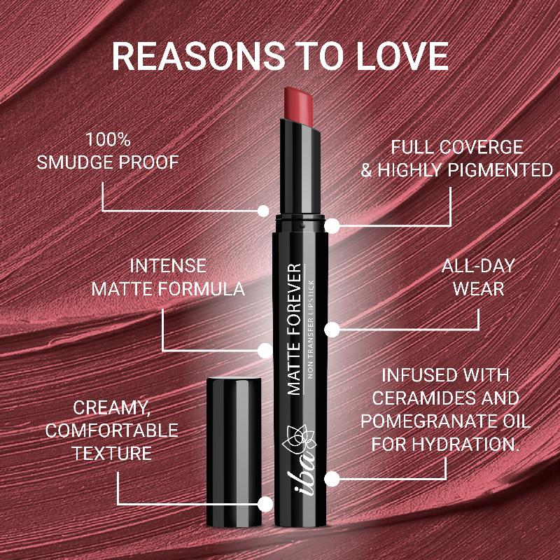Iba Matte Forever Non Transfer Lipstick- 03 Perfect Pout, 2 g