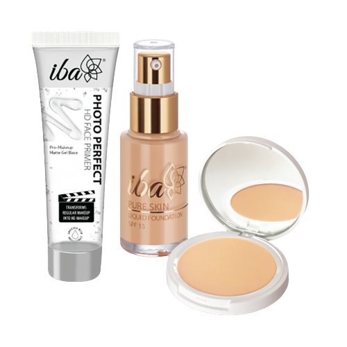 Iba Perfect Base Primer + Foundation + Compact Combo (Golden Beige)