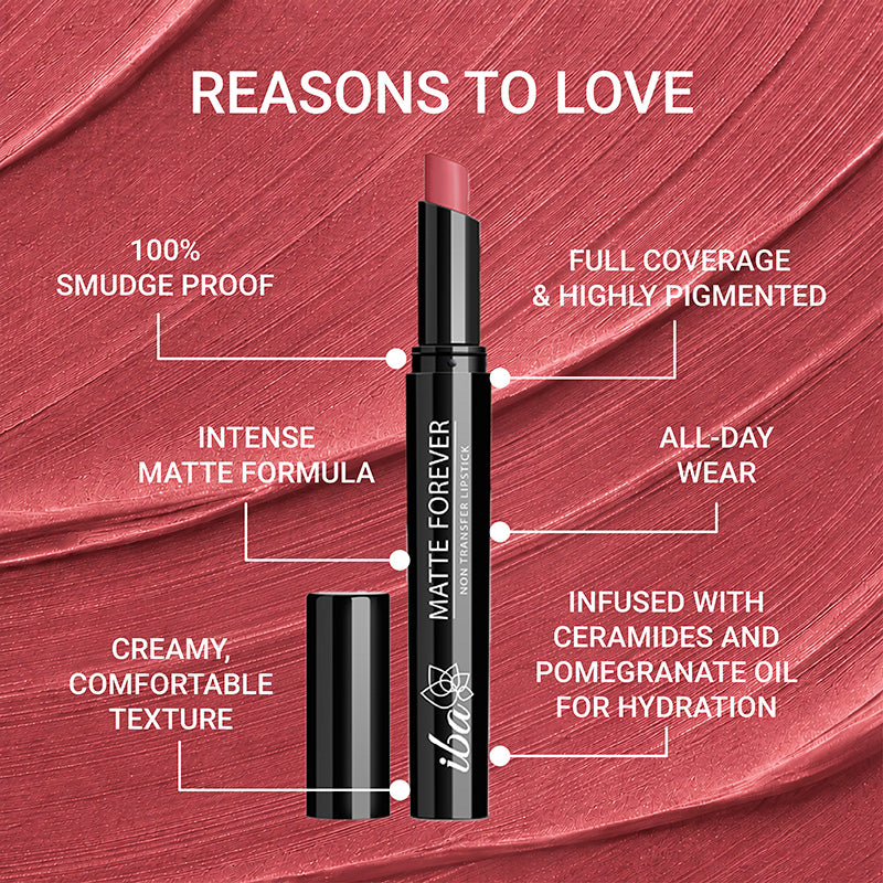 Iba Matte Forever Non Transfer Lipstick - 14 Friends Forever, 2g