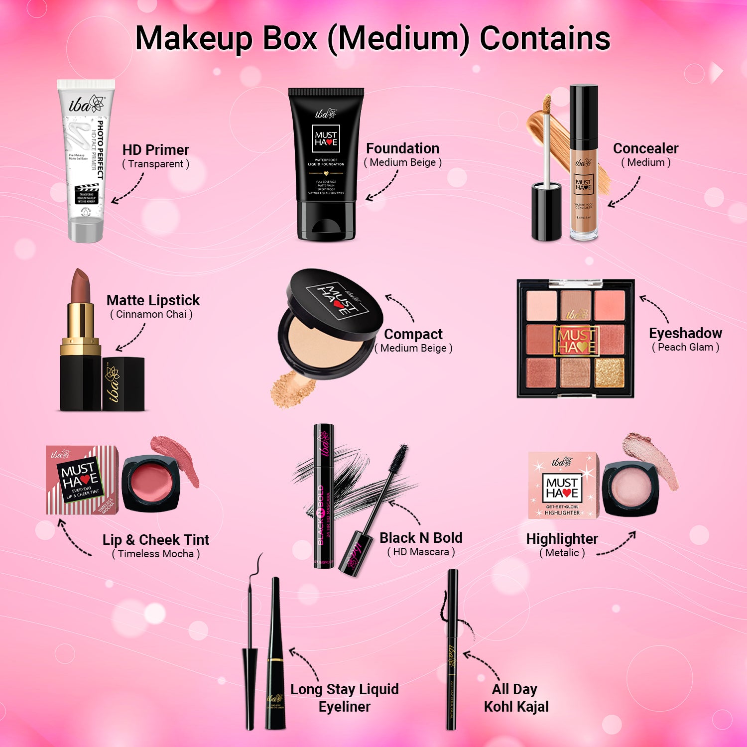 Products in Complete Makeup Box - Medium 