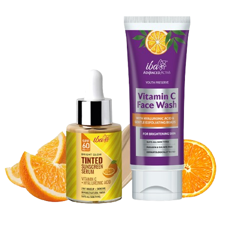 Iba Bright Glow Tinted Sunscreen Serum SPF 60 PA + Vitamin C Facewash Combo