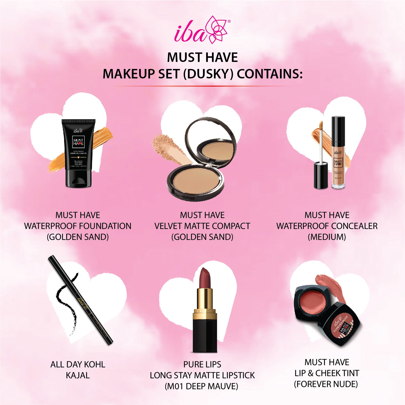 List Of Products In Iba Makeup Set - Dusky