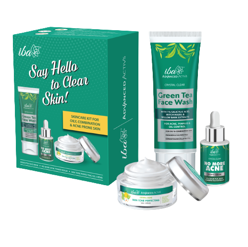 Iba Say Hello To Clear Skin Kit – Green Tea & Salicylic Acid Face Wash, Serum, Moisturizer