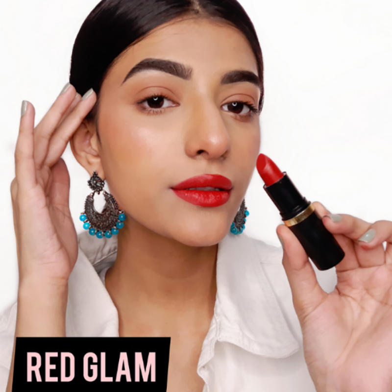 Women Displaying Iba Pure Lips Moisture Rich Lipstick Color Red Glam