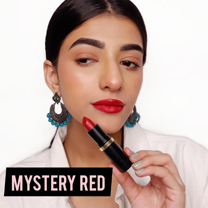 Women Displaying Iba Pure Lips Moisture Rich Lipstick Color Mystery Red