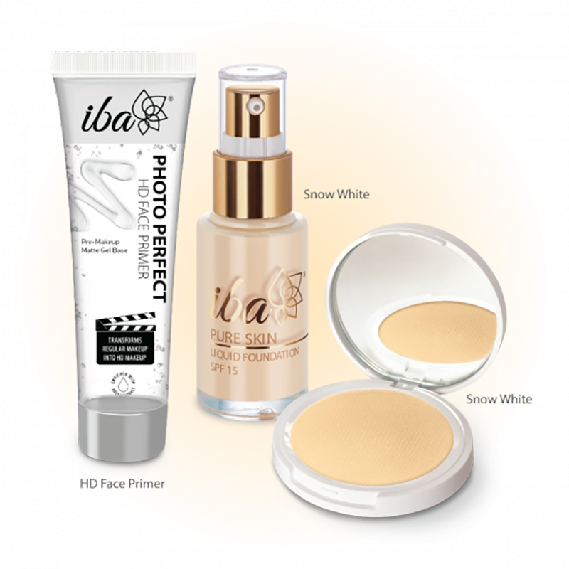 Iba Perfect Base Primer + Foundation + Compact Combo (Snow White)